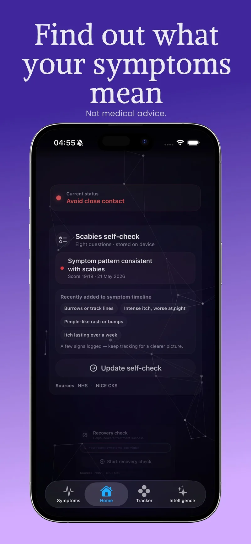 Find out what your symptoms mean screen